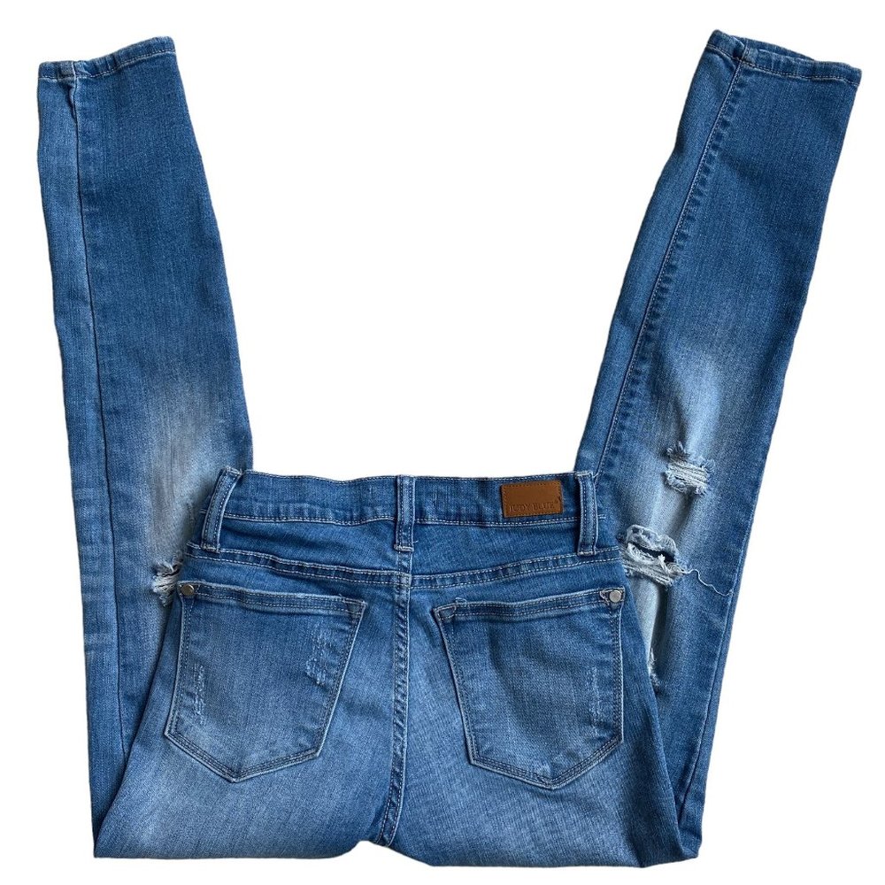Judy Blue Destroyed Distressed Slim Skinny 90s Y2K Grunge Jeans JB8261MD-3/26 - Picture 14 of 16
